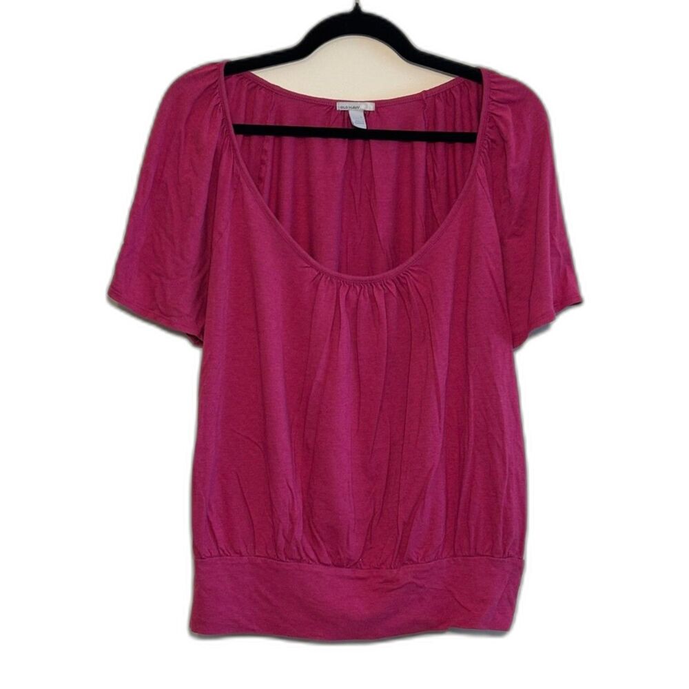 Old Navy Scoop Neck Peasant Top Berry Pink Size L
